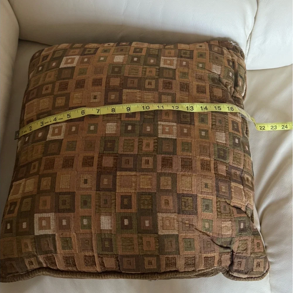 Geometric Patterned Brown Cushion
